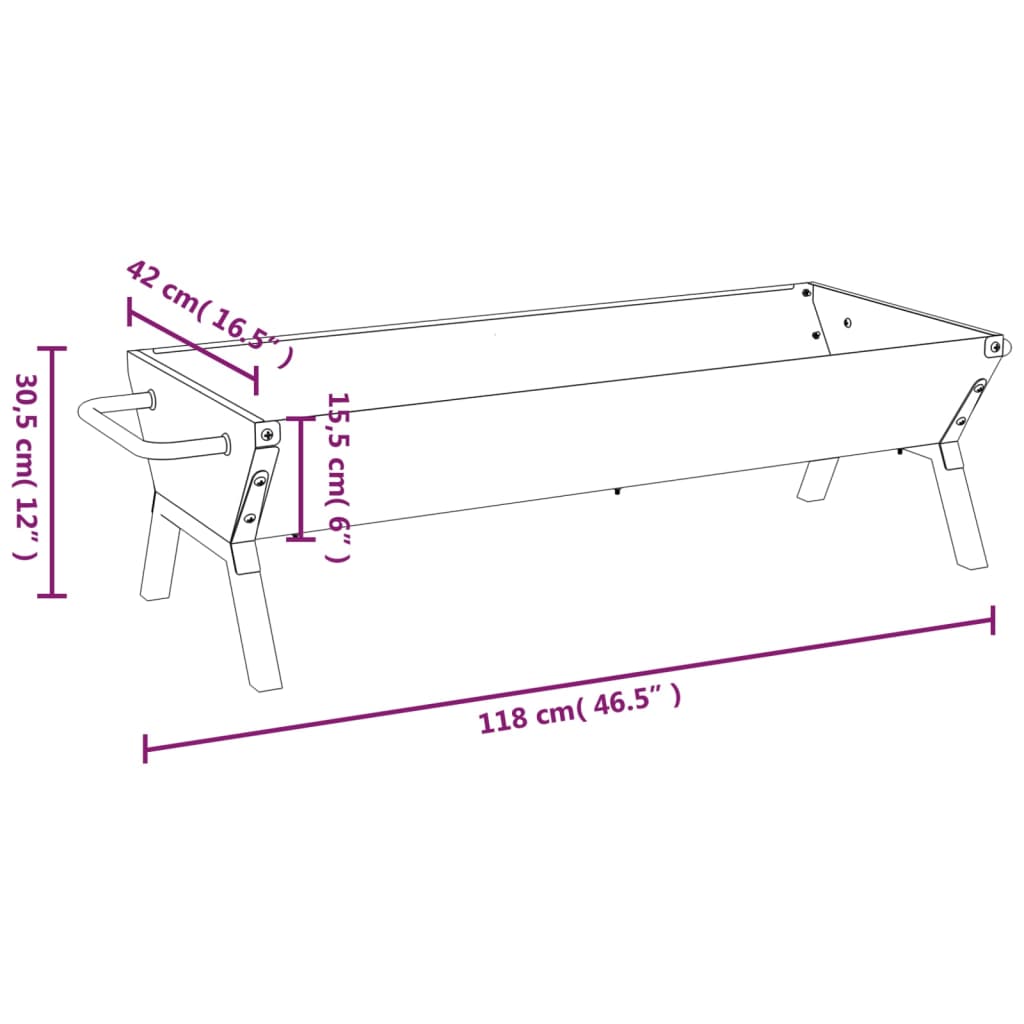 Vassoio per Barbecue Argento 118x42x30,5 cm Acciaio Inox 319969