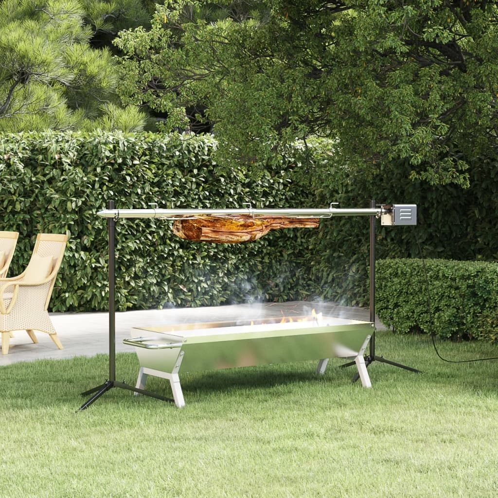 Vassoio per Barbecue Argento 118x42x30,5 cm Acciaio Inox 319969