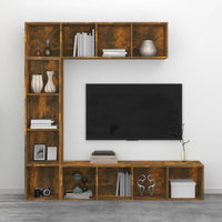 Set Mobili Libreria / Porta TV 3 pz Rovere Fumo 180x30x180 cm cod mxl 22889