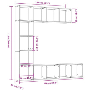 Set Mobili Libreria / Porta TV 3 pz Rovere Fumo 180x30x180 cm cod mxl 22889