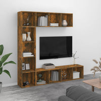 Set Mobili Libreria / Porta TV 3 pz Rovere Fumo 180x30x180 cm cod mxl 22889