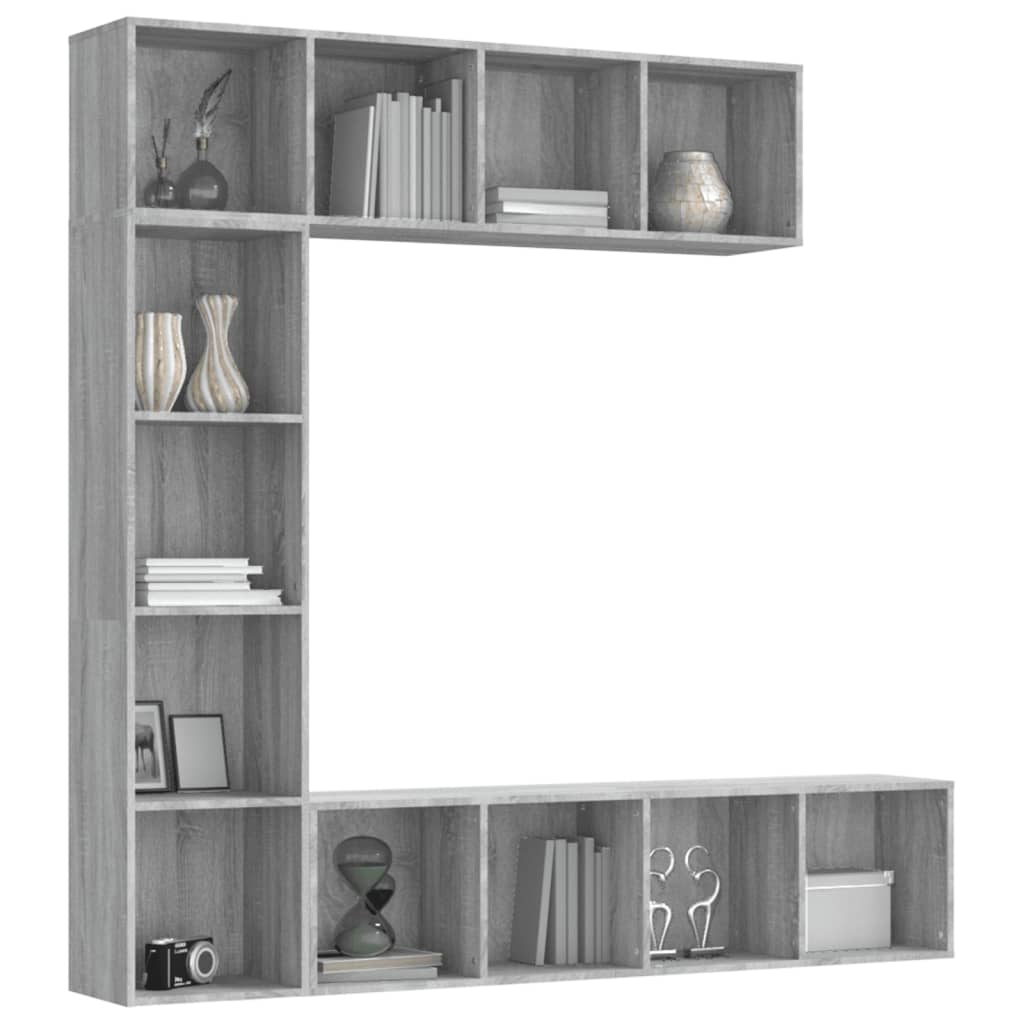 Set Mobili Libreria / Porta TV 3 pz Grigio Sonoma 180x30x180 cm