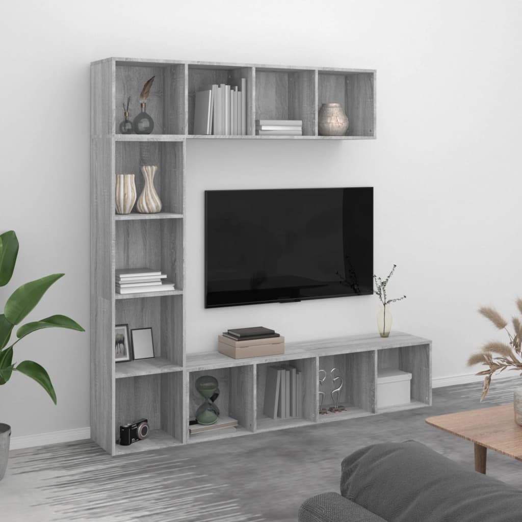 Set Mobili Libreria / Porta TV 3 pz Grigio Sonoma 180x30x180 cm 3152714