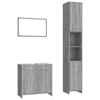 Set Mobili da Bagno 3 pz Grigio Sonoma in Legno Multistrato cod mxl 11868