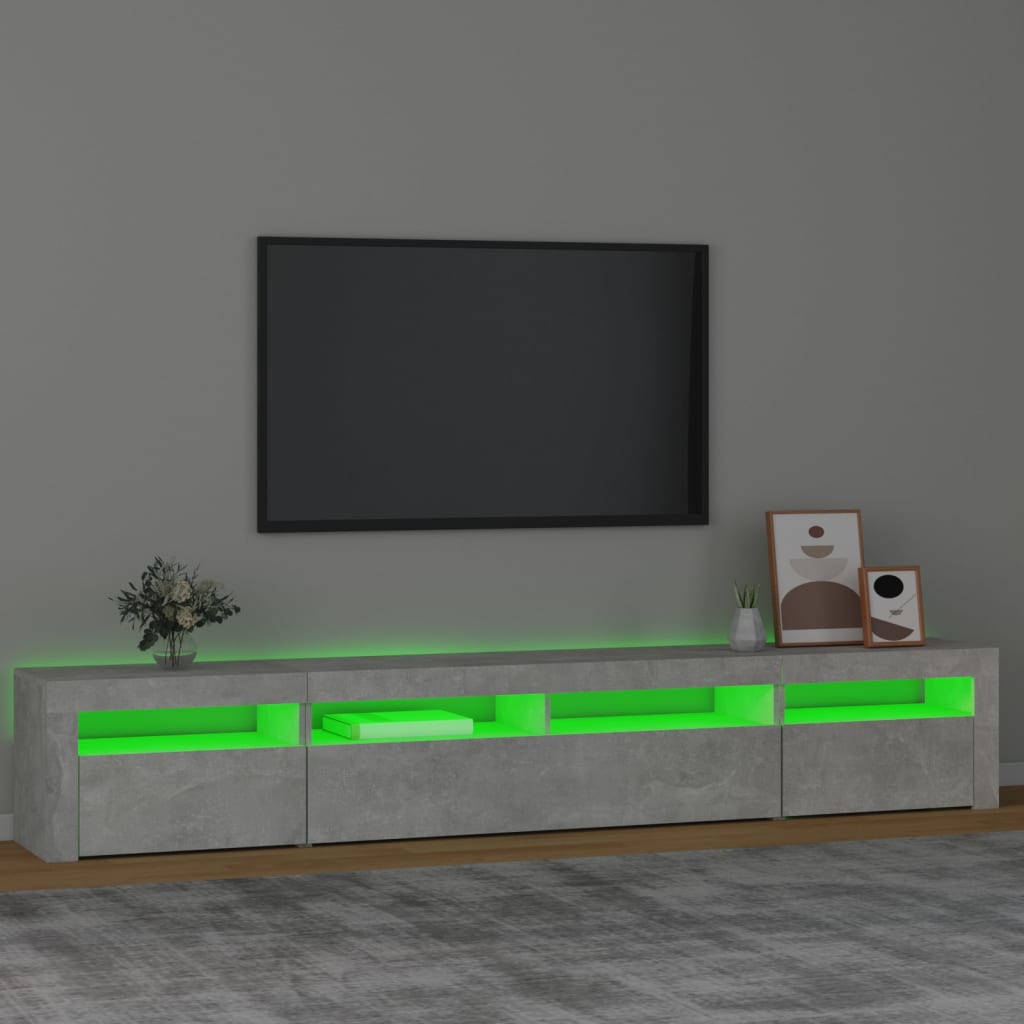 Mobile Porta TV con Luci LED Grigio Cemento 240x35x40 cm cod mxl 13898