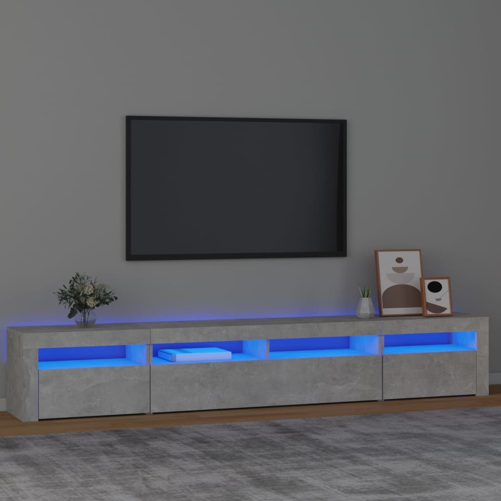 Mobile Porta TV con Luci LED Grigio Cemento 240x35x40 cm cod mxl 13898