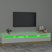 Mobile Porta TV con Luci LED Bianco Lucido 240x35x40 cm