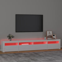 Mobile Porta TV con Luci LED Bianco Lucido 240x35x40 cm