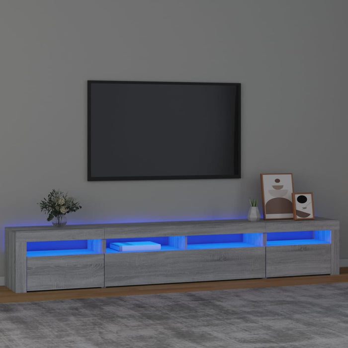 Mobile Porta TV con Luci LED Grigio Sonoma 240x35x40 cm 3152728