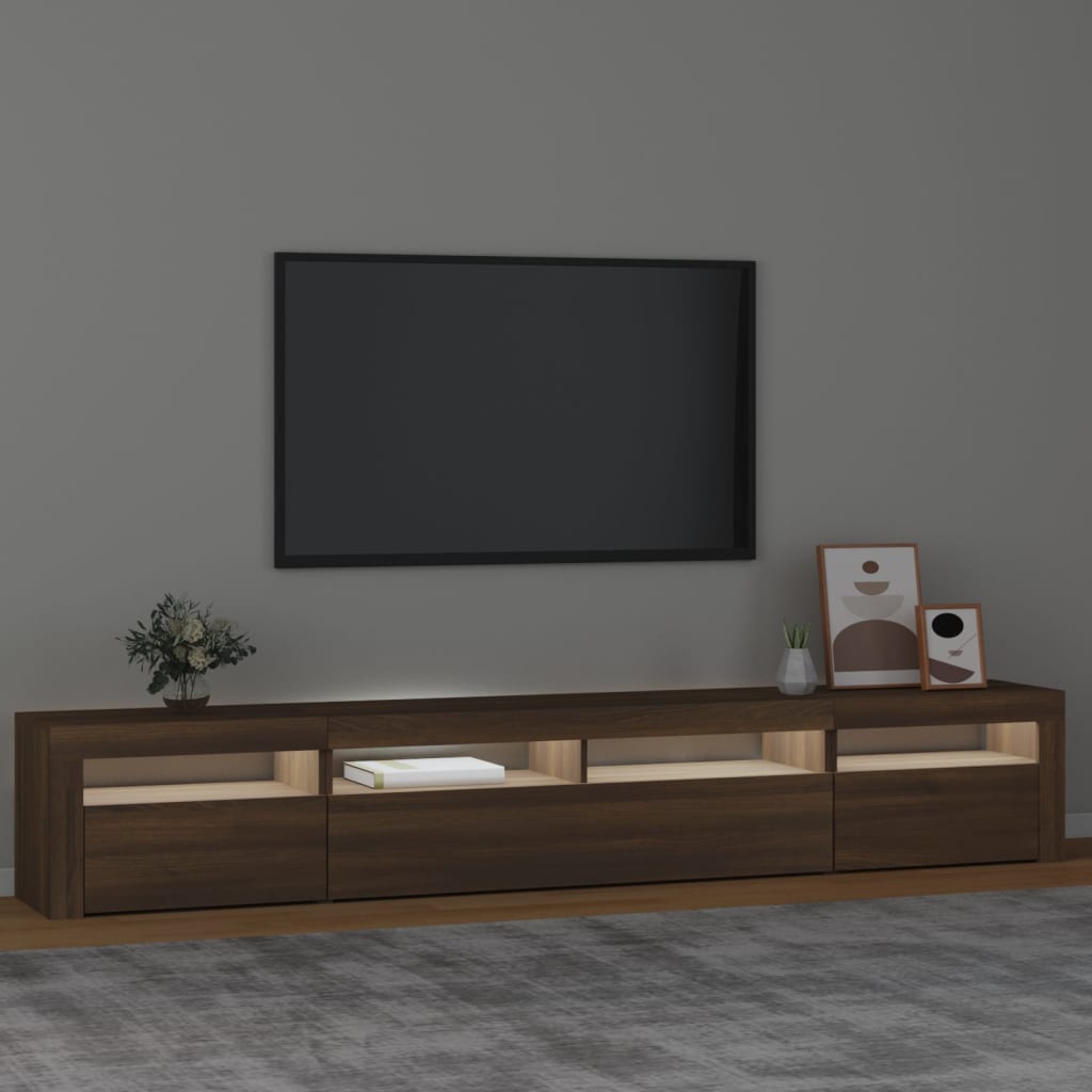 Mobile Porta TV con Luci LED Rovere Marrone 240x35x40 cm cod mxl 13968