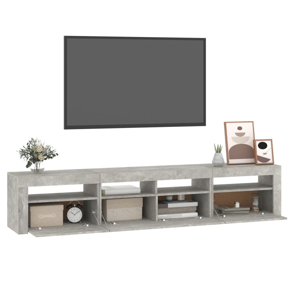 Mobile Porta TV con Luci LED Grigio Cemento 210x35x40 cm cod mxl 13915