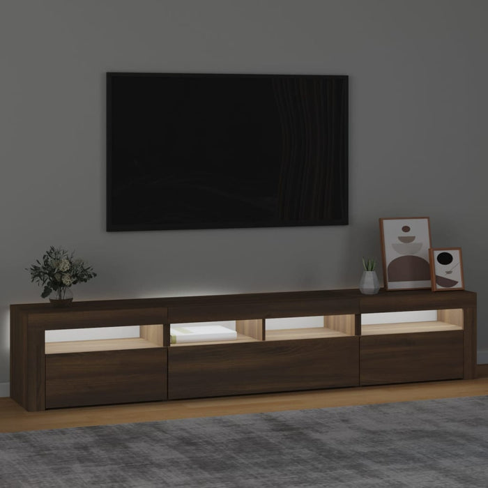 Mobile Porta TV con Luci LED Rovere Marrone 210x35x40 cm cod mxl 13882