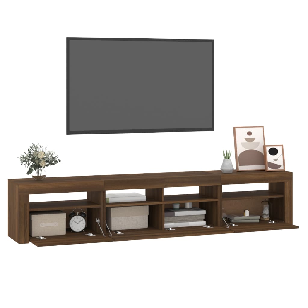 Mobile Porta TV con Luci LED Rovere Marrone 210x35x40 cm cod mxl 13882