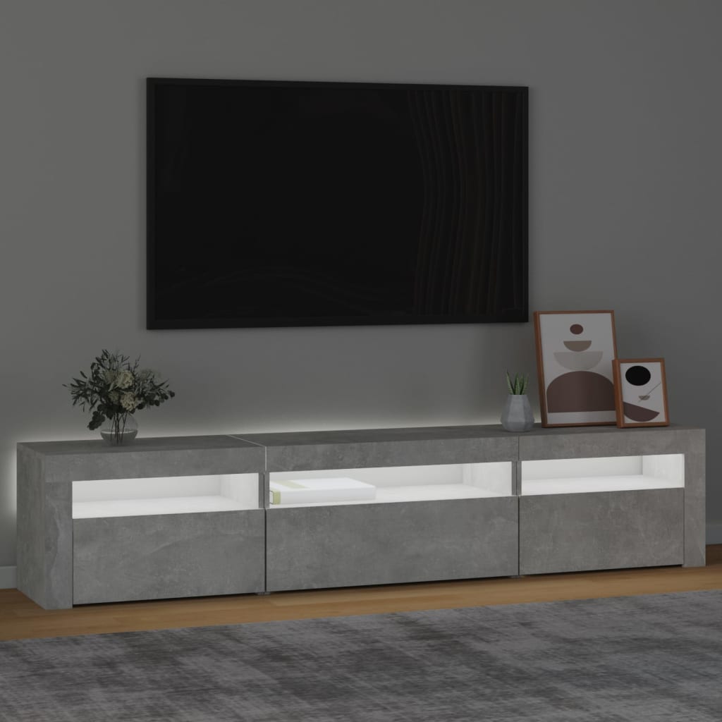 Mobile Porta TV con Luci LED Grigio Cemento 195x35x40 cm cod mxl 13890