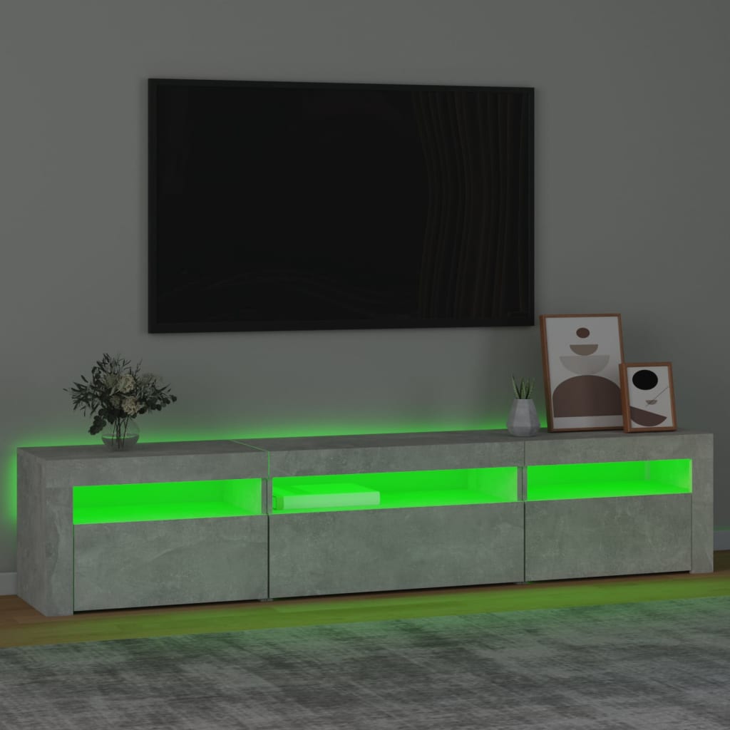 Mobile Porta TV con Luci LED Grigio Cemento 195x35x40 cm 3152741