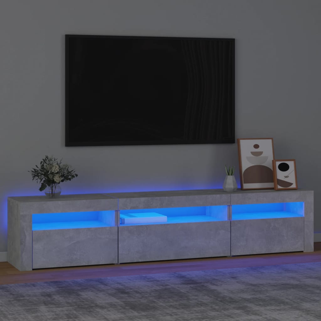 Mobile Porta TV con Luci LED Grigio Cemento 195x35x40 cm cod mxl 13890