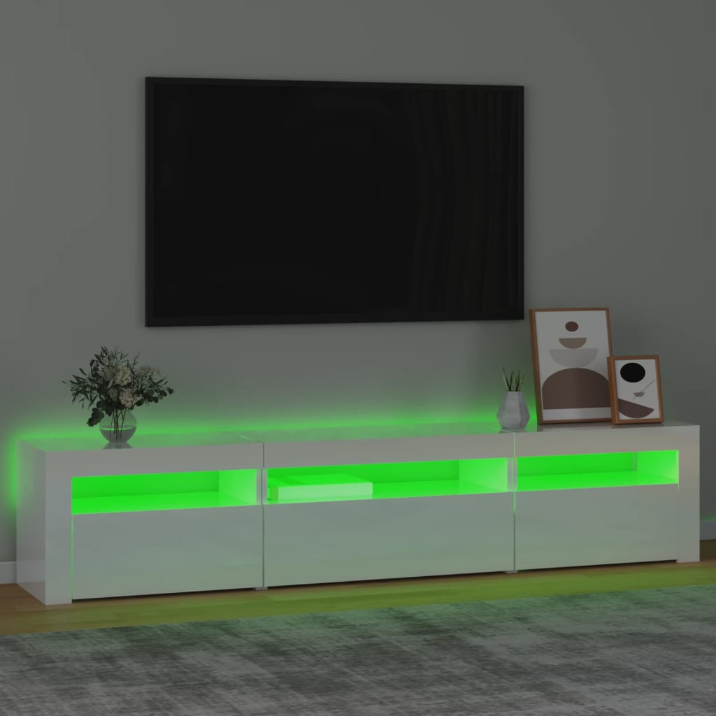 Mobile Porta TV con Luci LED Bianco Lucido 195x35x40 cm cod mxl 12133