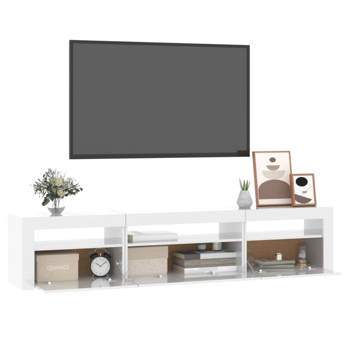 Mobile Porta TV con Luci LED Bianco Lucido 195x35x40 cm cod mxl 12133