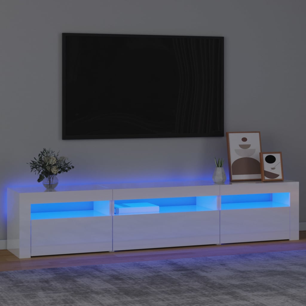 Mobile Porta TV con Luci LED Bianco Lucido 195x35x40 cm cod mxl 12133