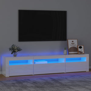 Mobile Porta TV con Luci LED Bianco Lucido 195x35x40 cm cod mxl 12133