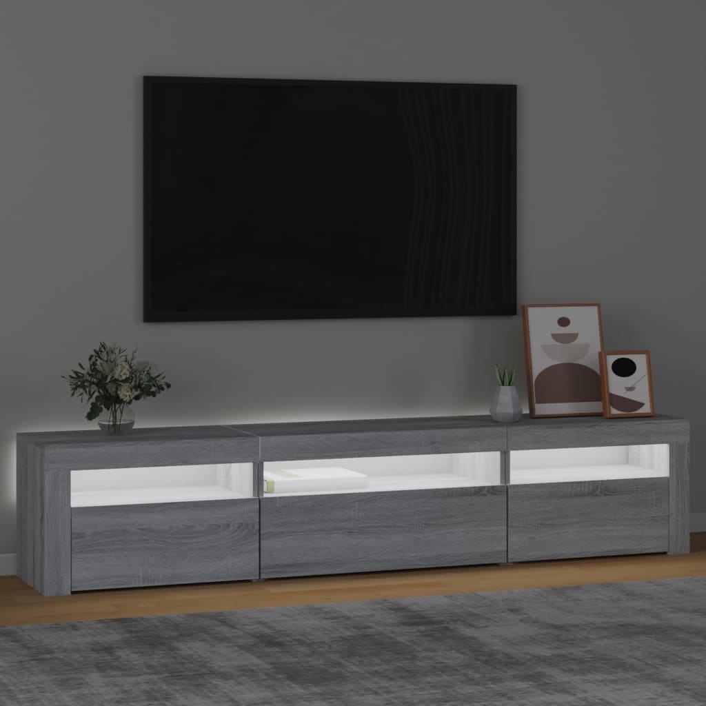 Mobile Porta TV con Luci LED Grigio Sonoma 195x35x40 cm 3152744