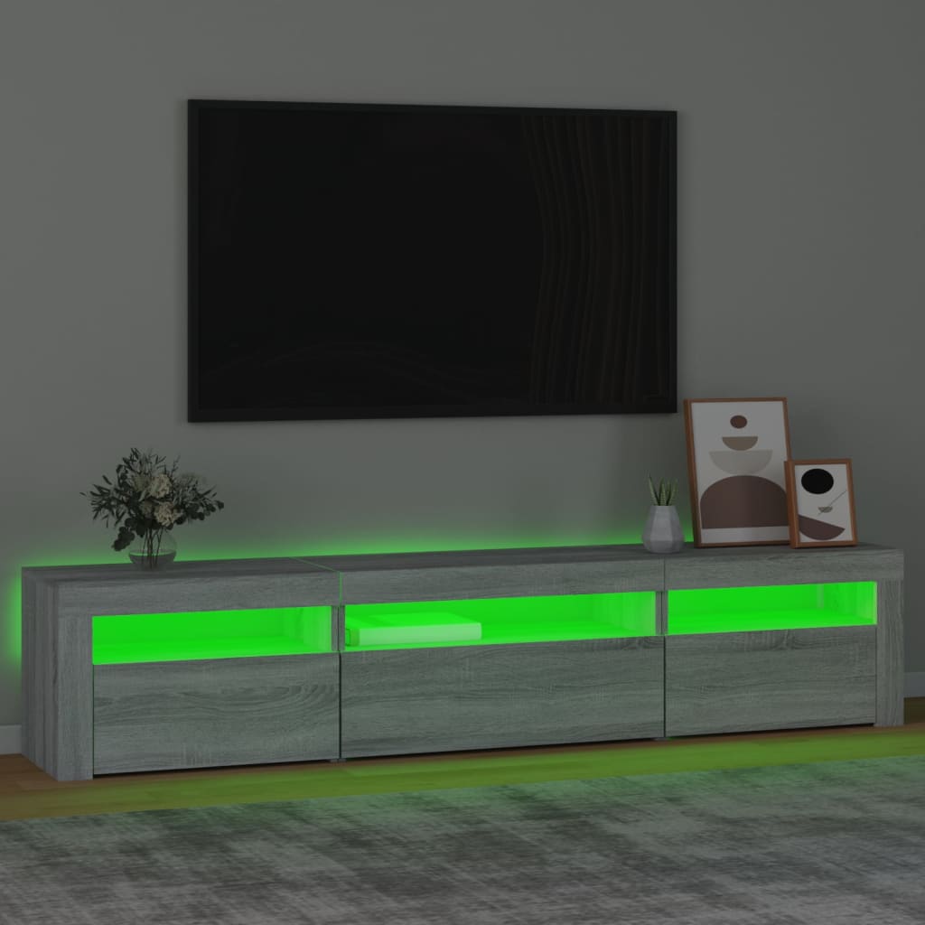 Mobile Porta TV con Luci LED Grigio Sonoma 195x35x40 cm 3152744