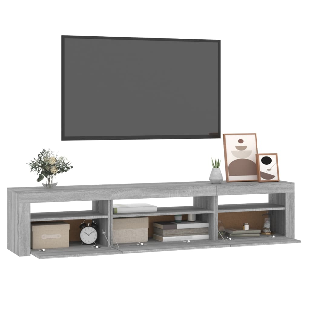 Mobile Porta TV con Luci LED Grigio Sonoma 195x35x40 cm 3152744