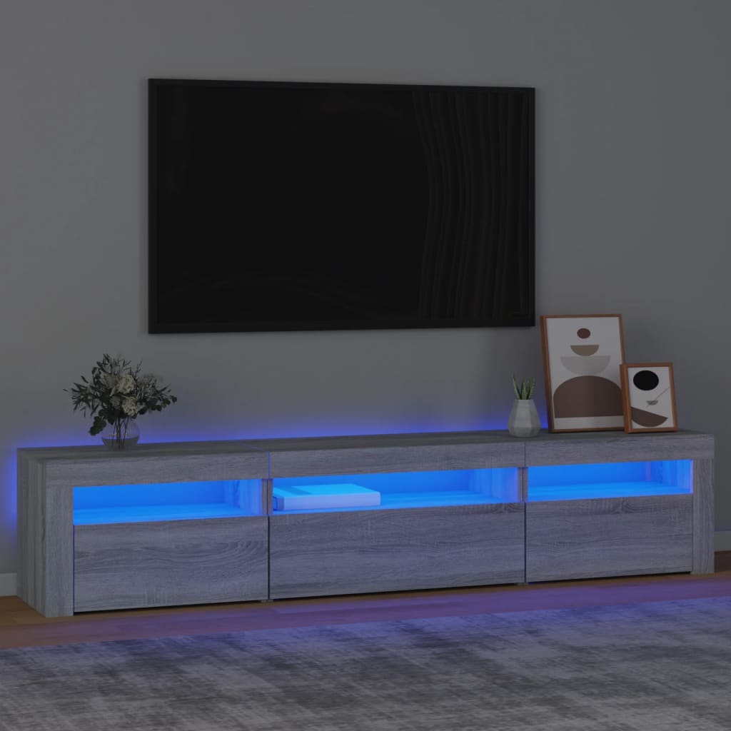 Mobile Porta TV con Luci LED Grigio Sonoma 195x35x40 cm 3152744