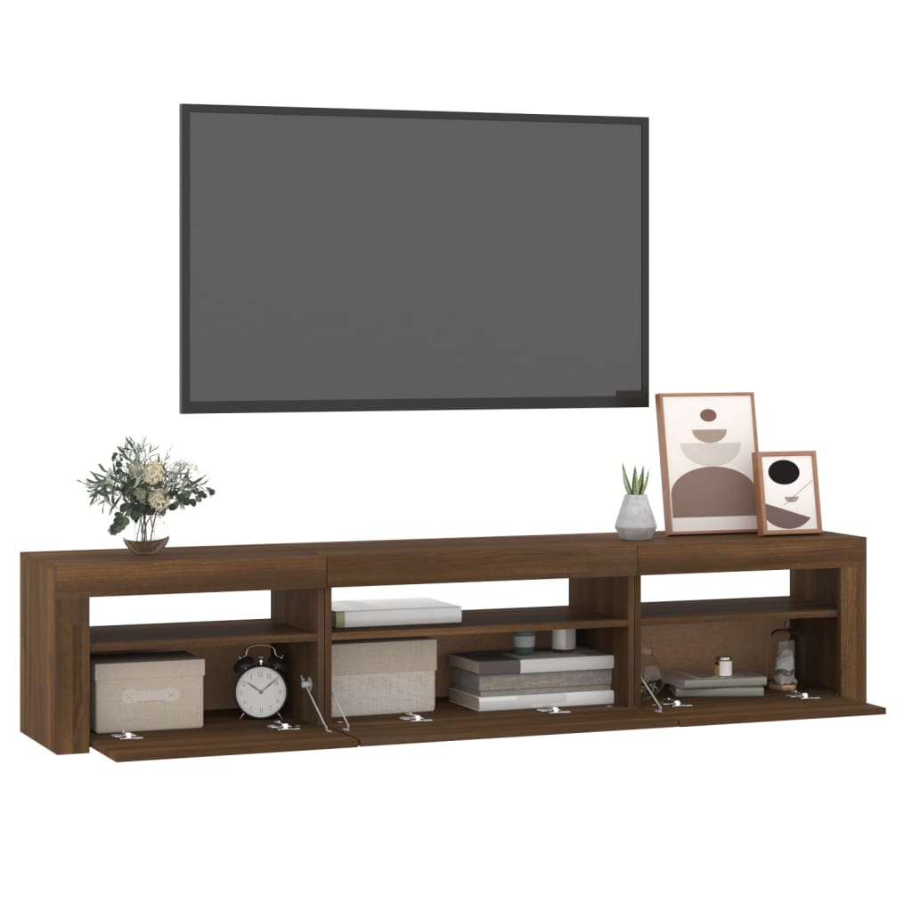 Mobile Porta TV con Luci LED Rovere Marrone 195x35x40 cm cod mxl 13912