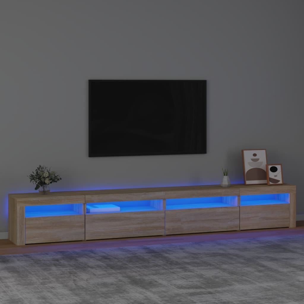 Mobile Porta TV con Luci LED Rovere Sonoma 270x35x40 cm cod mxl 20864