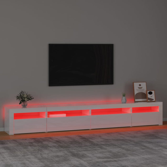 Mobile Porta TV con Luci LED Bianco Lucido 270x35x40 cm 3152750