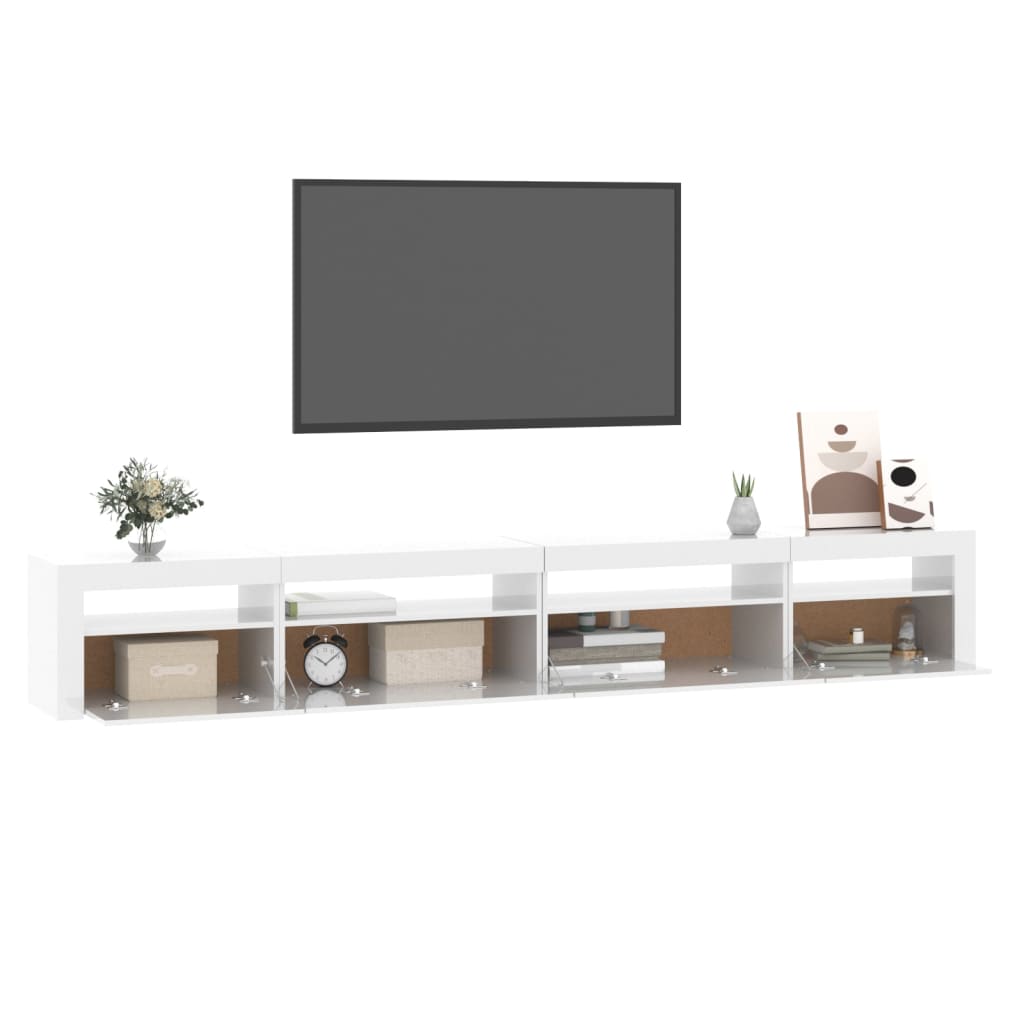 Mobile Porta TV con Luci LED Bianco Lucido 270x35x40 cm 3152750