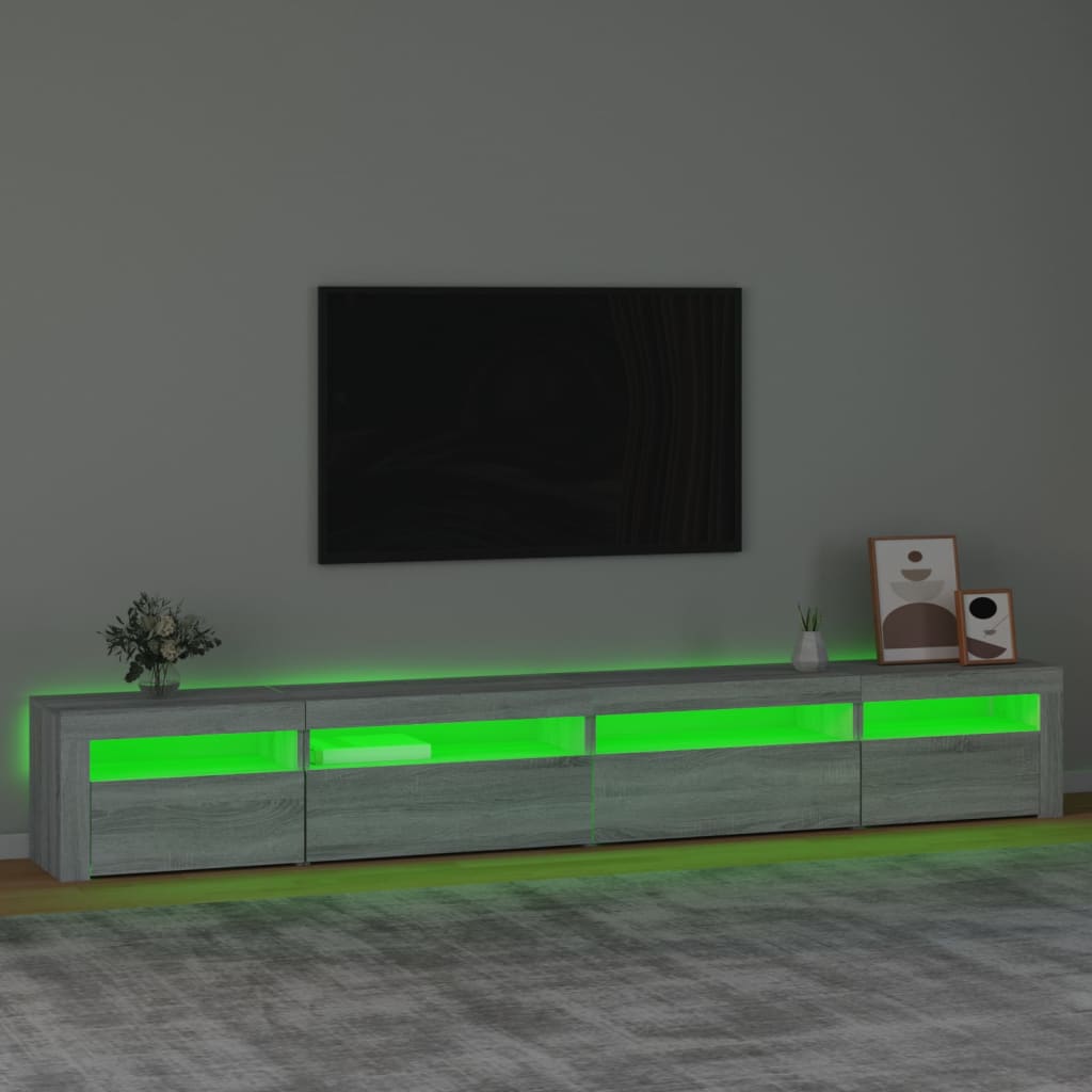 Mobile Porta TV con Luci LED Grigio Sonoma 270x35x40 cm 3152752