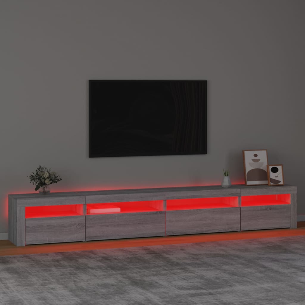 Mobile Porta TV con Luci LED Grigio Sonoma 270x35x40 cm 3152752