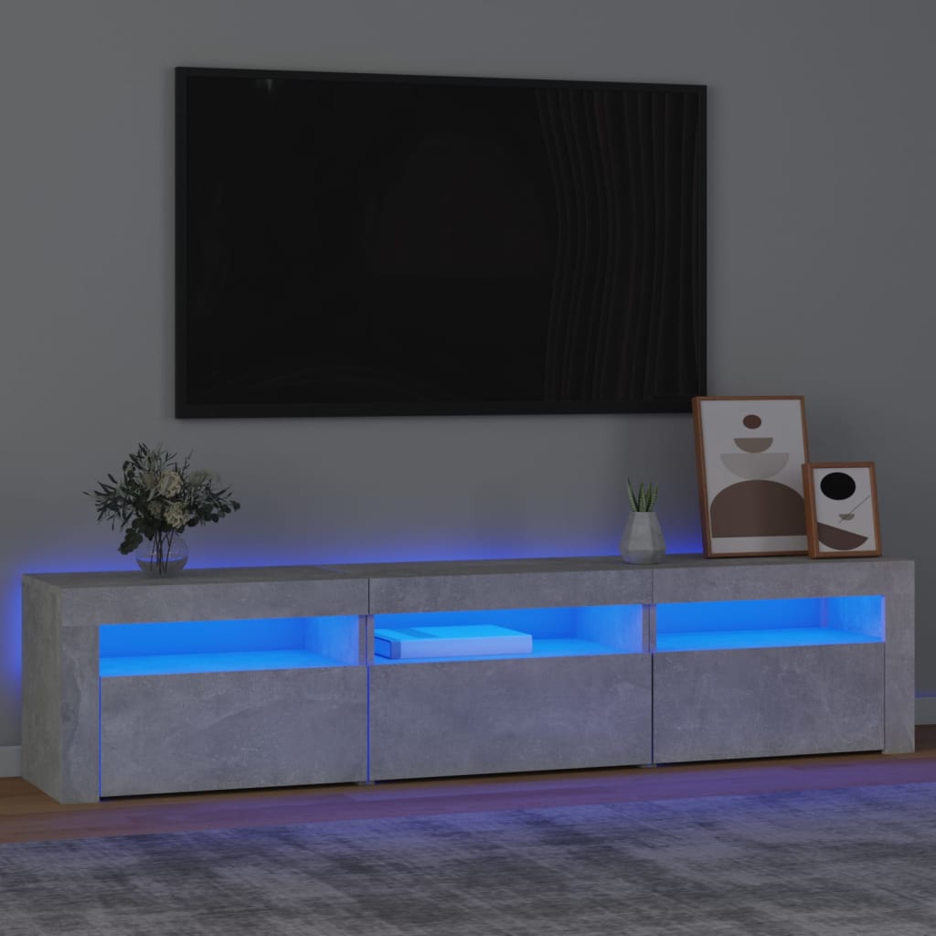 Mobile Porta TV con Luci LED Grigio Cemento 180x35x40 cm 3152757