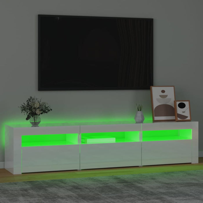 Mobile Porta TV con Luci LED Bianco Lucido 180x35x40 cm 3152758