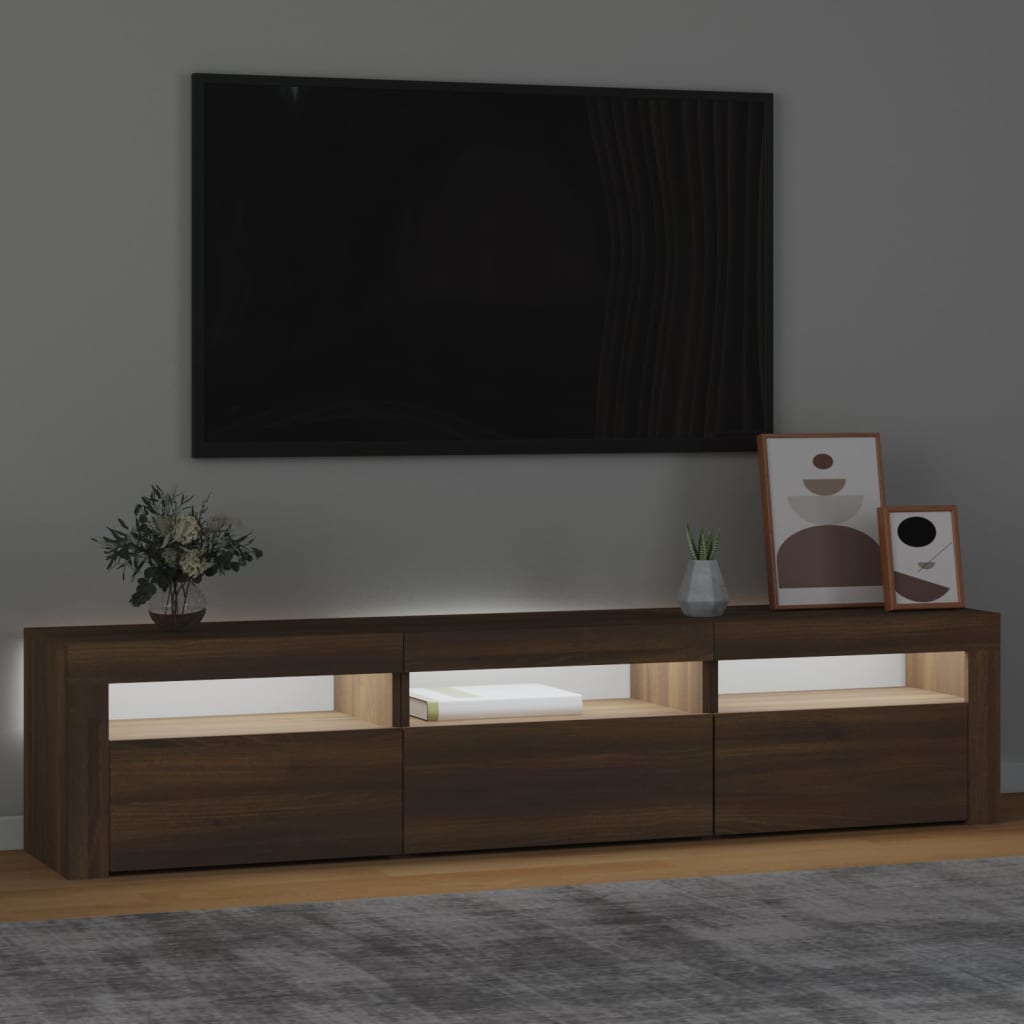 Mobile Porta TV con Luci LED Rovere Marrone 180x35x40 cm cod mxl 13916