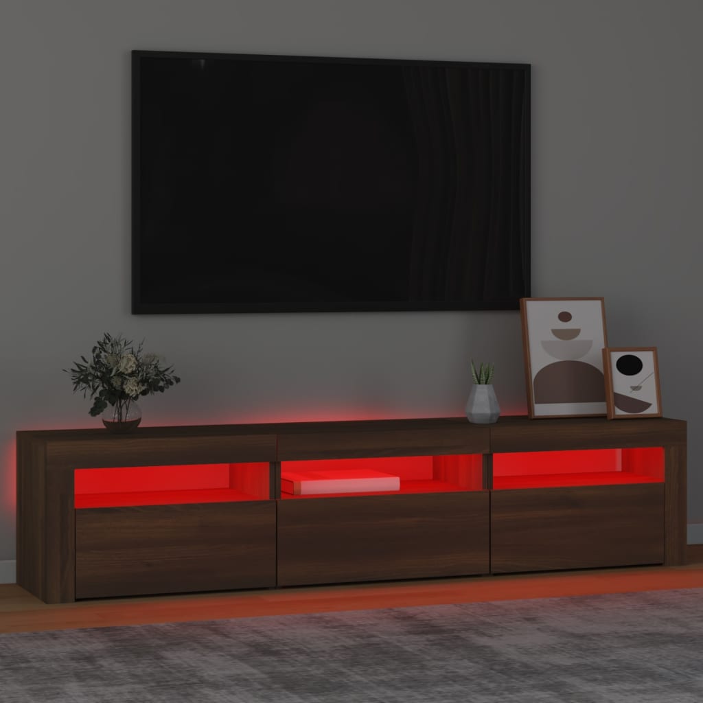 Mobile Porta TV con Luci LED Rovere Marrone 180x35x40 cm cod mxl 13916