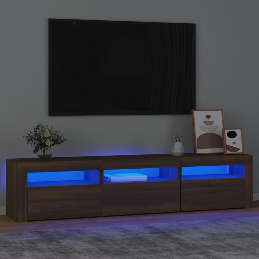 Mobile Porta TV con Luci LED Rovere Marrone 180x35x40 cm cod mxl 13916