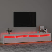 Mobile Porta TV con Luci LED Bianco Lucido 240x35x40 cm 3152766