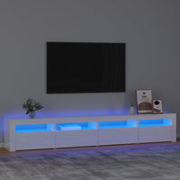 Mobile Porta TV con Luci LED Bianco Lucido 240x35x40 cm 3152766