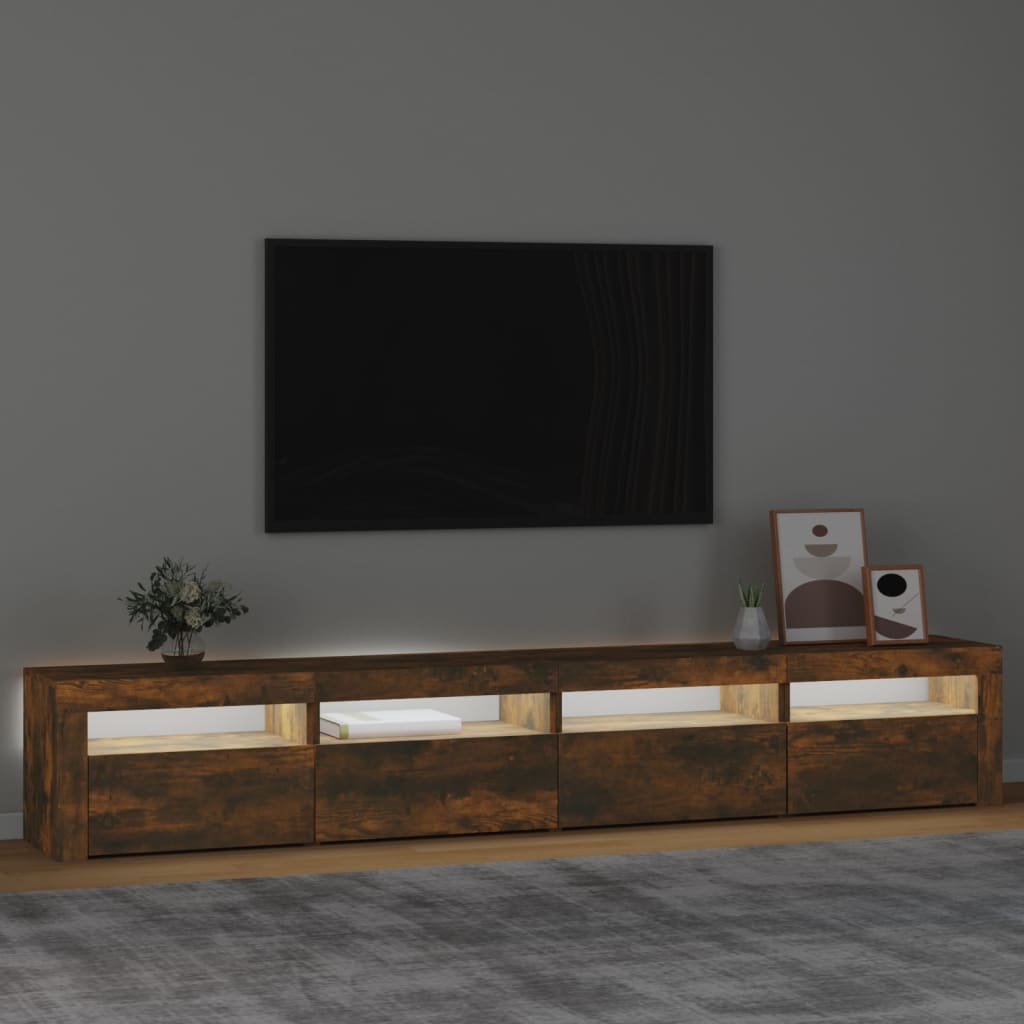 Mobile Porta TV con Luci LED Rovere Fumo 240x35x40 cm cod mxl 18643