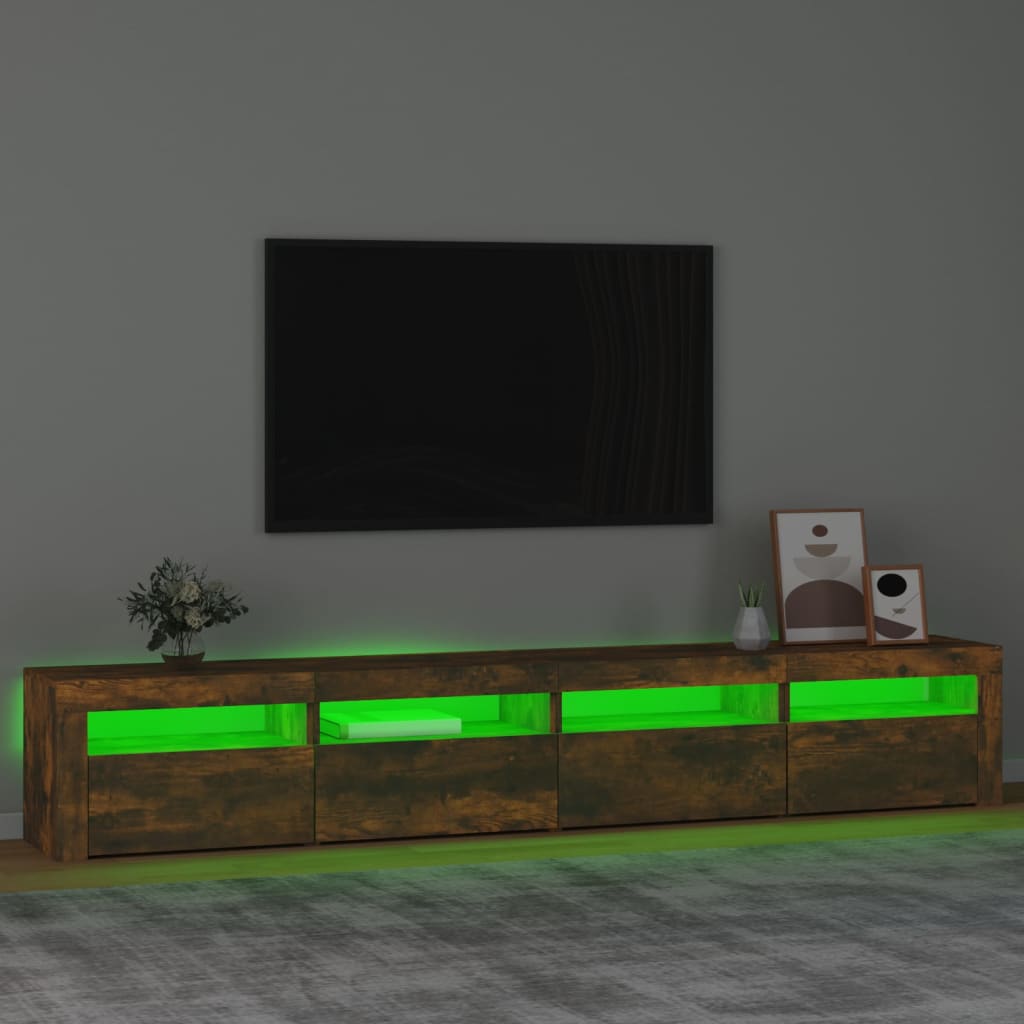 Mobile Porta TV con Luci LED Rovere Fumo 240x35x40 cm cod mxl 18643