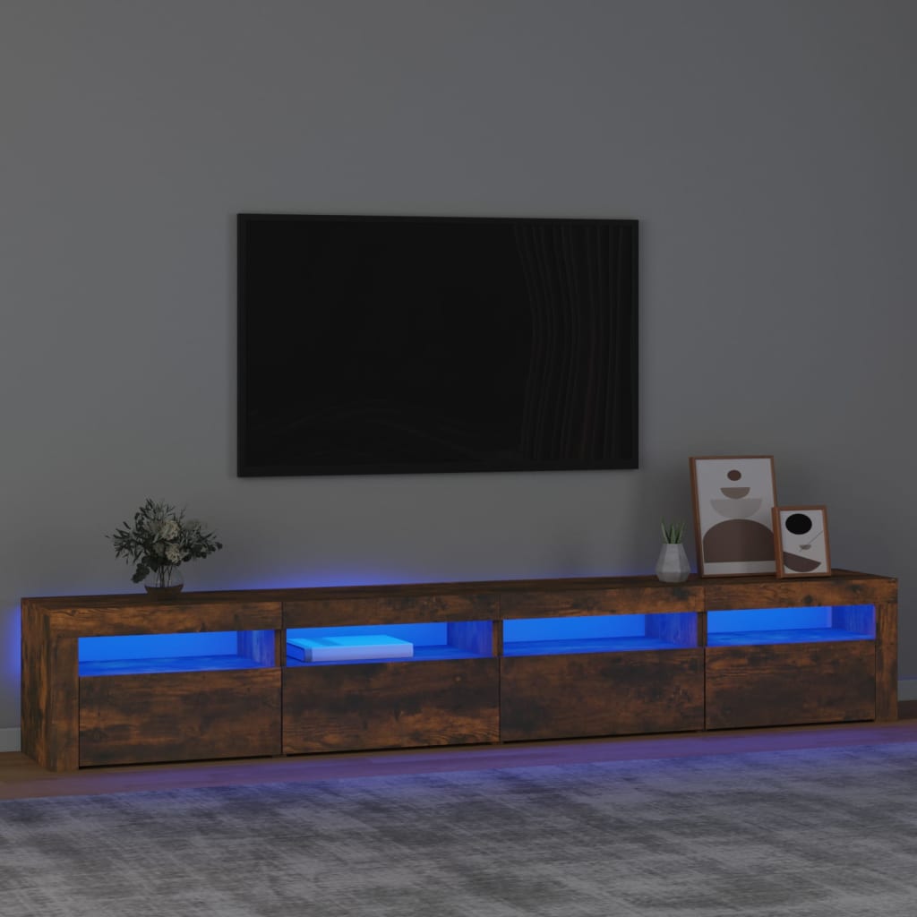 Mobile Porta TV con Luci LED Rovere Fumo 240x35x40 cm cod mxl 18643