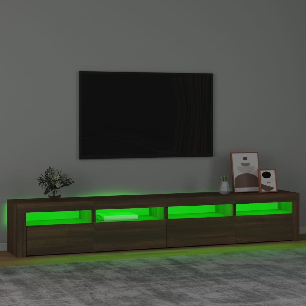 Mobile Porta TV con Luci LED Rovere Marrone 240x35x40 cm cod mxl 13899