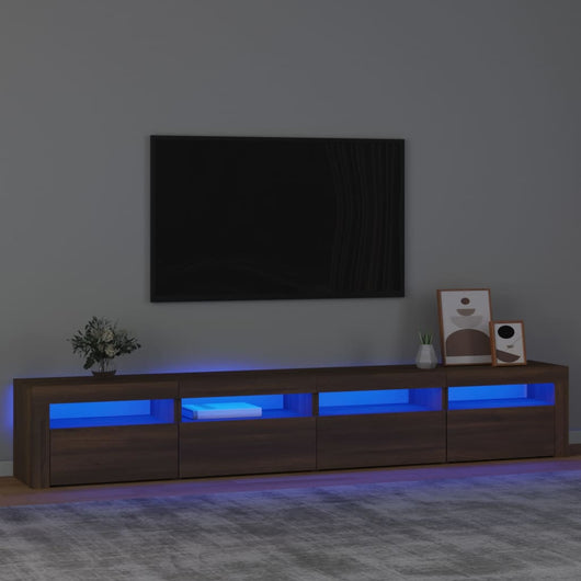 Mobile Porta TV con Luci LED Rovere Marrone 240x35x40 cm cod mxl 13899