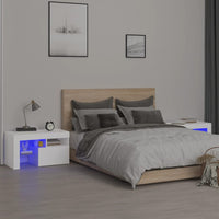 Comodini 2 pz con Luci a LED Bianchi 70x36,5x40 cm cod mxl 63307