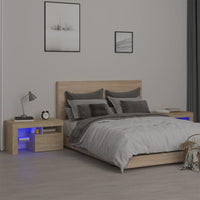 Comodini 2 pz con Luci a LED Rovere Sonoma 70x36,5x40 cmcod mxl 76238