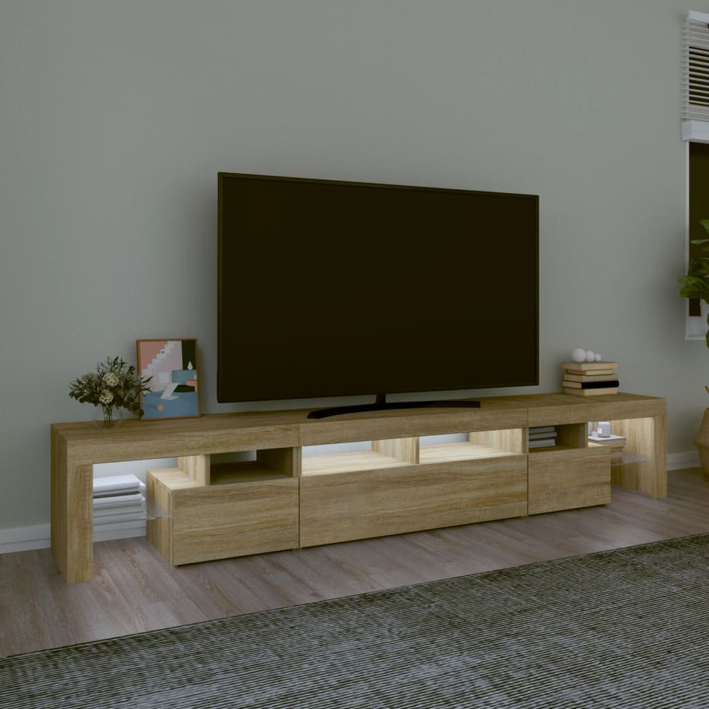 Mobile Porta TV con Luci LED Rovere Sonoma 230x36,5x40 cmcod mxl 124166