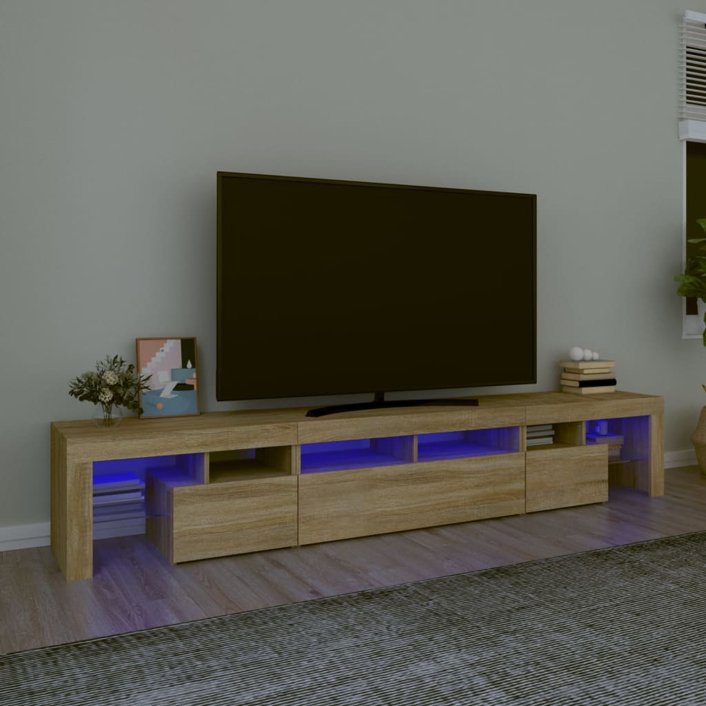 Mobile Porta TV con Luci LED Rovere Sonoma 230x36,5x40 cmcod mxl 124166